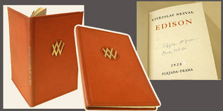 NEZVAL; VÍTĚZSLAV: EDISON. - 1928. Plejada sv. 5. Vazba VÍT OBRTEL. Podpis autora; kožená vazba.