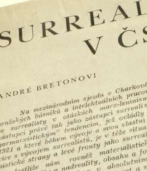 1934. Leták - Manifest. Nezval; Biebl; Štyrský; Toyen; Honzl; Ježek; Makovský; Brouk. /q/