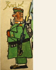 SEYDL; ZDENEK. (1916-1978) - Švejk. - Kresba temperou na papíře. 200x95 REZERVACE