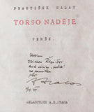 HALAS; FRANTIŠEK: TORSO NADĚJE. - 1944. Protektorátní samizdat; podpis autora s datem 14.12. 1944.
