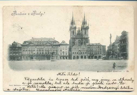 Korespondenční lístek. Dopisnice. Pohlednice. Místopis Čechy. Dlouhá adresa. /Pragensie/