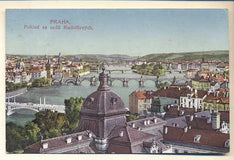 PRAHA -  POHLED ZE SADŮ RUDOLFOVÝCH. - 1916. Dopisnice. Pohlednice. Místopis Čechy. /Pragensie/