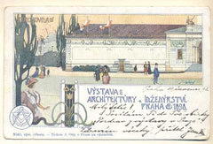 VÝSTAVA ARCHITEKTŮRY A INŽENÝRSTVÍ. PRAHA 1898. - 1898. Pohlednice. Dopisnice. Místopis Čechy. Dlouhá adresa. Korespondenční lístek. /Pragensie/