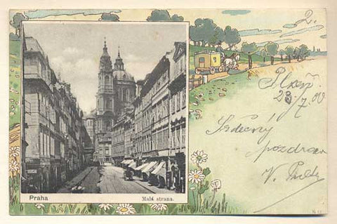 1900. Pohlednice. Dopisnice. Místopis. Čechy. Dlouhá adresa. /Pragensie/
