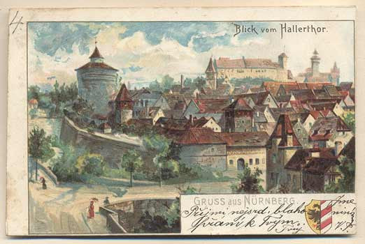 1900. Pohlednice. Dlouhá adresa. Cizina - Německo; Norimberk. 