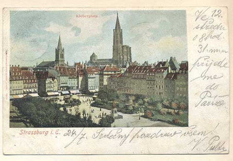 1900. Pohlednice. Štrasburg. Německo. Cizina. Dlouhá adresa.