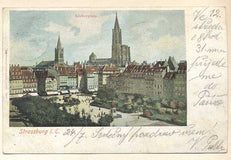 STRASSBURG - KLEBERPLATZ. - 1900. Pohlednice. Štrasburg. Německo. Cizina. Dlouhá adresa.