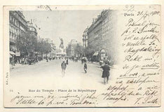 PARIS - RUE DU TEMPLE - PLACE DE LA RÉPUBLIQUE. - 1900. Pohlednice. Paříž. Francie. Cizina. Místopis. Dlouhá adresa.