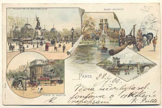 1900. Pohlednice; Paříž. Francie. Cizina. Místopis. Dlouhá adresa.