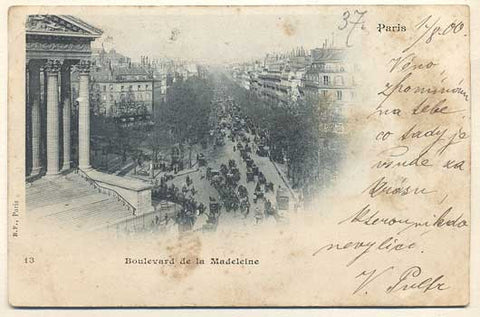 1900. Pohlednice. Paříž. Francie. Cizina. Místopis. Dlouhá adresa.