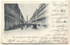 PARIS - RUE DE CASTIGLIONE - PLACE VENDÓME. - 1900. Pohlednice. Paříž. Francie. Cizina. Místopis. Dlouhá adresa. Kočáry.
