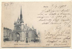 PARIS - EGLISE SAINT-LAURENT. - 1900. Pohlednice. Paříž. Francie. Cizina. Místopis. Dlouhá adresa.