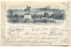 LYON - LA PLACE BELLECOUR. - 1900. Pohlednice. Lyon. Francie. Cizina. Místopis. Dlouhá adresa.