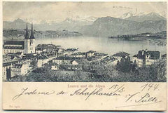 LUZERN UND DIE ALPEN. - 1900. Pohlednice. Švýcarsko. Cizina. Místopis. Dlouhá adresa.