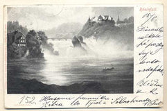 RHEINFALL. - 1900. Pohlednice. Švýcarsko. Cizina. Místopis. Dlouhá adresa.