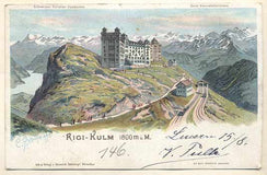 RIGI-KULM 1800 m ü M. - 1900. Pohlednice. Švýcarsko. Cizina. Místopis. Dlouhá adresa.