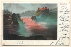 RHEINFALL. - 1900. Pohlednice. Švýcarsko. Cizina. Místopis. Dlouhá adresa.