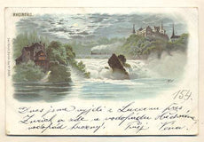 RHEINFALL. - 1900. Pohlednice. Švýcarsko. Cizina. Místopis. Dlouhá adresa.