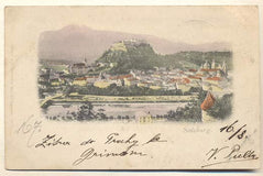 SALZBURG. - 1900. Pohlednice. Rakousko. Cizina. Místopis. Dlouhá adresa.