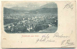 INNSBRUCK GEGEN SÜDEN. - 1900. Pohlednice. Rakousko. Cizina. Místopis. Dlouhá adresa.