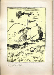 LHOTÁK; KAMIL. - 1982. AEROPLÁN - Vl. Suchánkovi k padesátinám. Litografie; 245x175; sign.; datováno 1982.