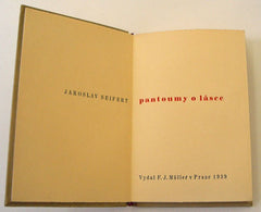 SEIFERT; JAROSLAV: PANTOUMY O LÁSCE. - 1939.  Krásná a užitková kniha sv. 9. Müller. /poezie/