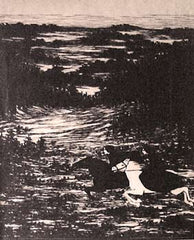 KOBLIHA; FRANTIŠEK: JEZDCI. - (1910). 290x230. Orig. dřevoryt na japanu; vpravo dole sign. /g/