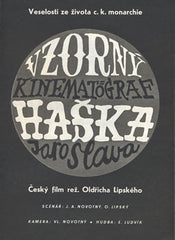 VZORNÝ KINEMATOGRAF HAŠKA JAROSLAVA. - 1955. Český film. Režie Oldřich Lipský. Filmový program; plakát.