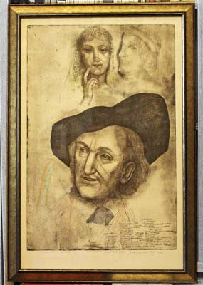 1991. Varianta s kresbou 1/1. Kolorovaná suchá jehla; signováno. Rám; sklo. 620x415