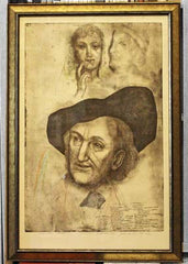 ANDERLE; JIŘÍ: WAGNER. - 1991. Varianta s kresbou 1/1. Kolorovaná suchá jehla; signováno. Rám; sklo. 620x415
