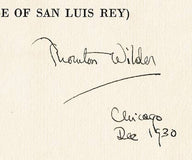 WILDER; THORNTON: MOST SVATÉHO LUDVÍKA KRÁLE. - 1930. Melantrich; ruč. papír. ex. 13/40; il. TOYEN; podpis autora; volné archy.