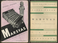 ČAPEK; KAREL: MARSYAS ČILI NA OKRAJ LITERATURY (1919 - 1931). - 1931. Obálka FRANTIŠEK MUZIKA. Aventinum; sv. 303. Spisy bratří Čapků; sv. 28.