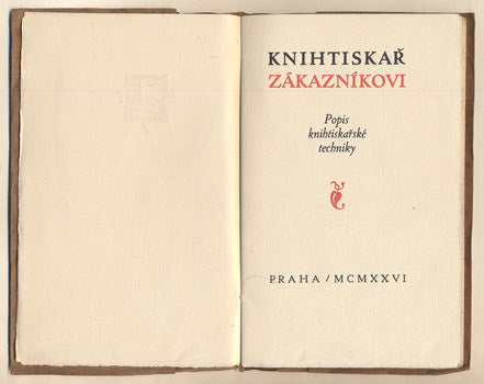 1926. Popis knihtiskařské techniky.
