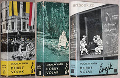 HAŠEK; JAROSLAV - KAREL VANĚK: OSUDY DOBRÉHO VOJÁKA ŠVEJKA ZA SVĚTOVÉ VÁLKY. - 1936 / 1937.  Ilustrace JOSEF LADA; obálky JOHN HEARTFIELD. 6 svazků.
