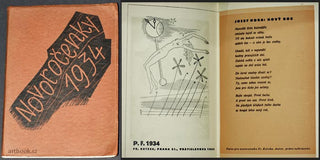 STOCKÝ; JOSEF: NOVOROČENKY 1934. - 1935. T. F. ŠIMON; JAN KONŮPEK; ŠTIKA; VOTRUBA; DUŠA; BARUCH; J. VÁCHAL;KETZEK; CHVÁLA.