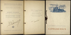 BENEŠ; EDVARD (president ČSR) a HANA BENEŠOVÁ (manželka). - 1945. Podpisy v programu. Congressus 17. XI. Pragae MCMXLV. 24. XI. 1945.