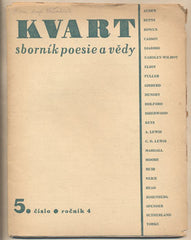 KVART. Sborník poesie a vědy. Ročník 4.; č. 5. - 1946. Vít Obrtel. F. Halas; V. Holan; K. Honzík; F. Hrubín; I. Jelínek; J. Kolář.