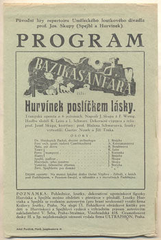 Divadelní program. Josef Skupa. /loutkové divadlo/