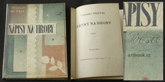 NEZVAL; VÍTĚZSLAV: NÁPISY NA HROBY. - 1926. First edition. Original halfcloth. Design by OT. MRKVICKA.