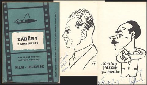 1957.  23 karikatur na volných kartonech.  Reklamní podnik státního obchodu. /60/
