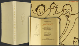 Hoffmeister - JELÍNEK; HANUŠ: LARYNGIADA - 1929. Ilustrace ADOLF HOFFMEISTER. Celopergamenová vazba; podpis autora. Tisk Kryl a Scotti. /kozena