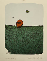 LHOTÁK; KAMIL. ČERVENÝ BALON 1912 A VZDUCHOLOĎ. - 1982. Barevná litografie. Autorský tisk 2. 285x220; sign. Kamil Lhoták; dat. 82.
