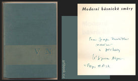 NEZVAL; VÍTĚZSLAV: MODERNÍ BÁSNICKÉ SMĚRY. - 1937. Podpis autora. Dědictví Komenského. Vazba JINDŘICH ŠTYRSKÝ.