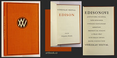 NEZVAL; VÍTĚZSLAV: EDISON. - 1928. 1. vyd. Plejada sv. 5. Vazba VÍT OBRTEL; nečísl. ex. na pap. Antik.