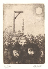 JIŘINCOVÁ; LUDMILA. (Villon) - 1984. Lept; sign.; slepotisk. razítko Lyra Pragensis; volný list 295x210; tisk. plocha 145x105
