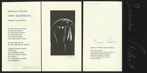 1980. Dřevoryt (sign.) JAROSLAV ŠERÝCH. Glivický; Prostějov. Podpis Jaroslav Seifert. /t/