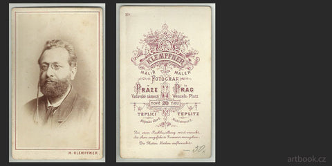 1882. Vizitka; fotografie na kartonu. Atelier M. Klempfner; kol. r. 1882. 108x68. /q/