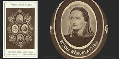 NĚMCOVÁ; BOŽENA - RETTIGOVÁ; M.D. - RŮŽIČKOVÁ; A.VL. -  HANSGIRGOVÁ; FR. - (kol. 1875). 'Fotografické album' Theodora Mourka a Jindřicha Eckerta. Vizitkový formát. 105x62 /q/