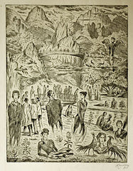 KONŮPEK; JAN: RÁJ.  - Lept; sign. vpravo dole tužkou; b.d. 430x330; list 600x470.