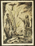 Kolorovaná kresba tuší; sign. 187x135